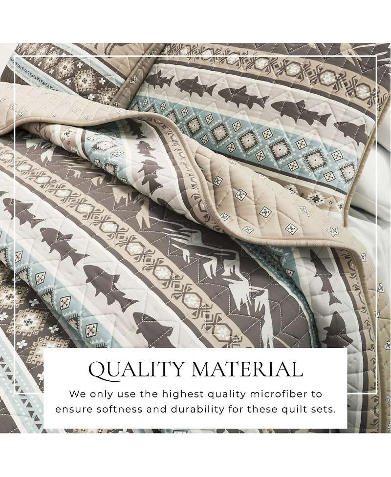 Linery & Co. Wildlife Stripe Microfiber Quilt Set With Shams