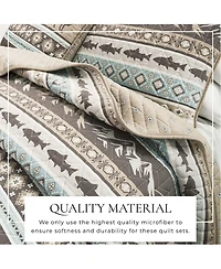 Linery & Co. Wildlife Stripe Microfiber Quilt Set With Shams