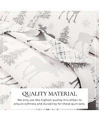 Linery & Co. Moose & Evergreens Microfiber Quilt Set With Shams - Moose
