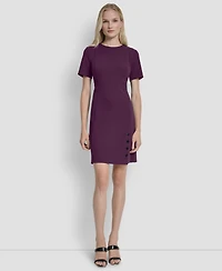 Dkny Women's Short Sleeve Jewel Neck Sheath Dress
