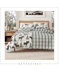 Linery & Co. Moose Evergreens Microfiber Quilt Set With Shams