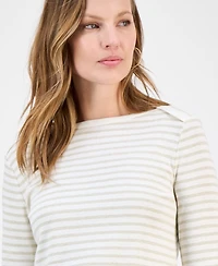 Style & Co Women's Printed Pima Cotton 3/4 Sleeve Top, Macy's Exclusive