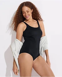 Lands' End Women's Long Torso Tugless Low Leg One Piece Swimsuit