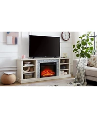 Streamdale Modern White Tv Stand with Fireplace, 70"L Storage Cabinet