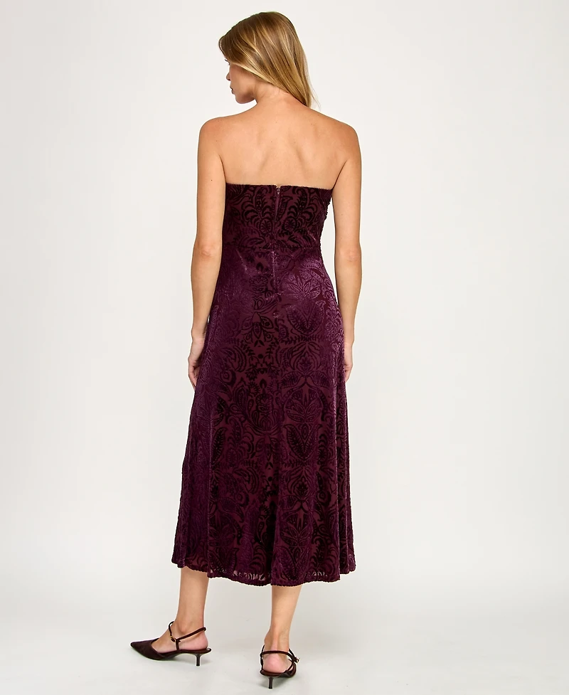 Trixxi Juniors' Burnout Velvet Sleeveless Scarf Midi Dress
