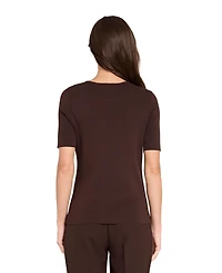 Tahari Asl Women's Petite Fine-Rib Crewneck Sweater T-Shirt