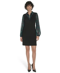 Tommy Hilfiger Women's Collared V-Neck Plaid Dress