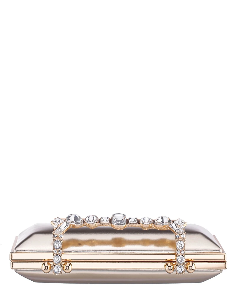 Nina Crystal Handle Lift Lock Clutch