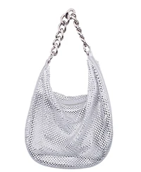 Nina Crystal Mesh Zipper Hobo Bag
