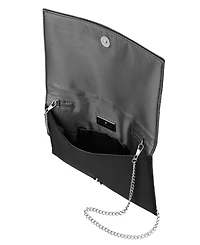 Nina Crystal Embellished Flap Slim Magnetic Snap Clutch