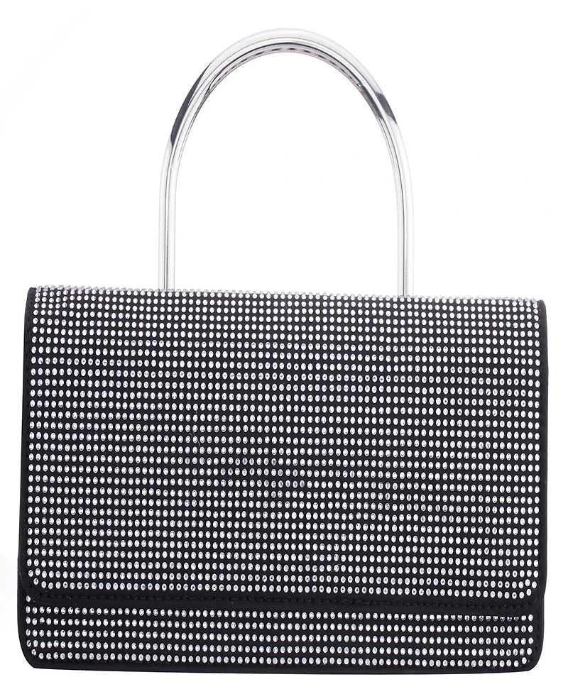 Nina Elongated Crystal Magnetic Snap Satchel Bag
