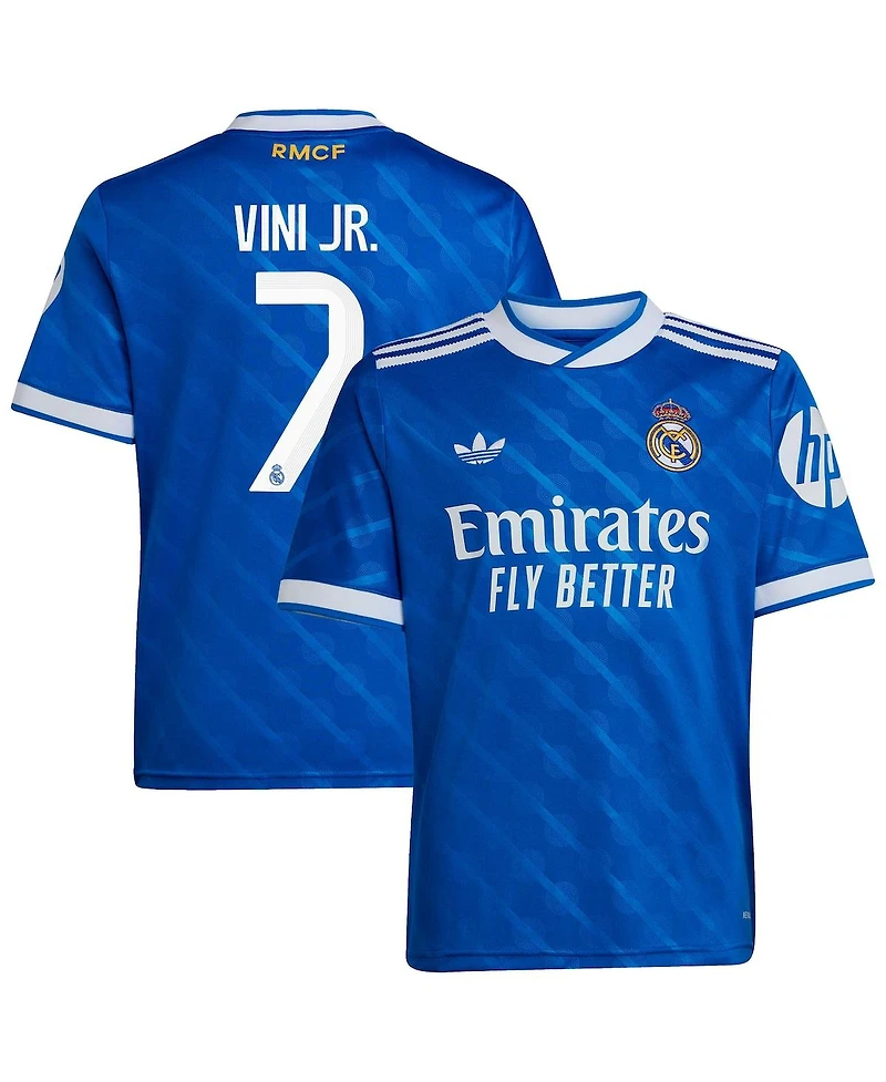 Adidas Big Boys and Girls Vinicius Junior Blue Real Madrid 2025/26 Third Replica Player Jersey
