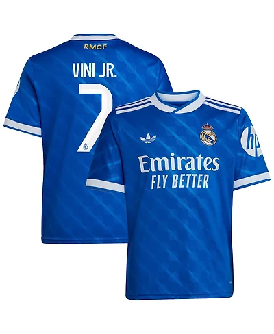 Adidas Big Boys and Girls Vinicius Junior Blue Real Madrid 2025/26 Third Replica Player Jersey