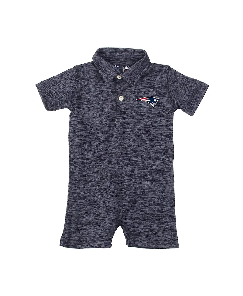 Wes & Willy Baby Boys and Girls Navy New England Patriots Short Leg Cloudy Yarn Polo Bodysuit