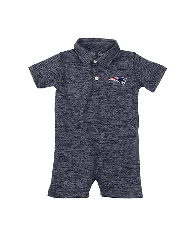 Wes & Willy Baby Boys and Girls Navy New England Patriots Short Leg Cloudy Yarn Polo Bodysuit