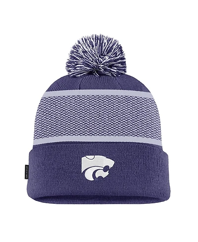 Nike Big Boys and Girls Purple Kansas State Wildcats 2024 Sideline Peak Cuffed Pom with Knit Hat