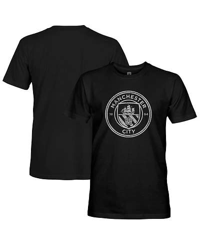 1863FC Men's Black Manchester City Mono Crest Slub T-Shirt
