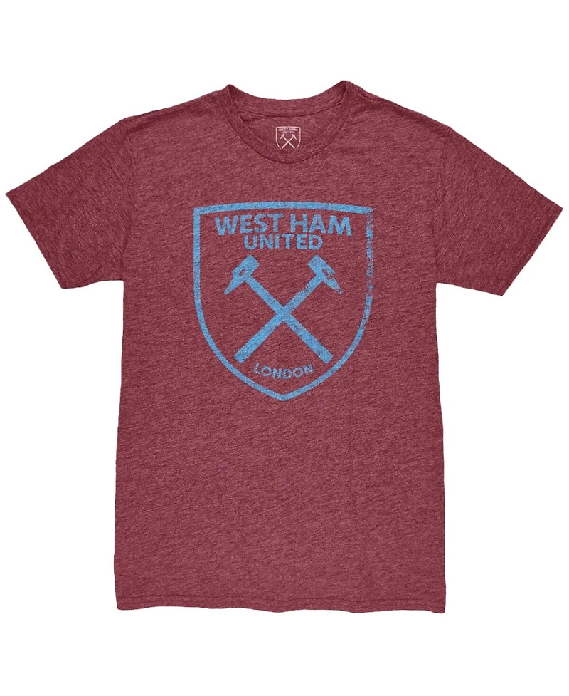 1863FC Men's Claret West Ham United Mono Crest Twisted Tri-Blend Slub T-Shirt