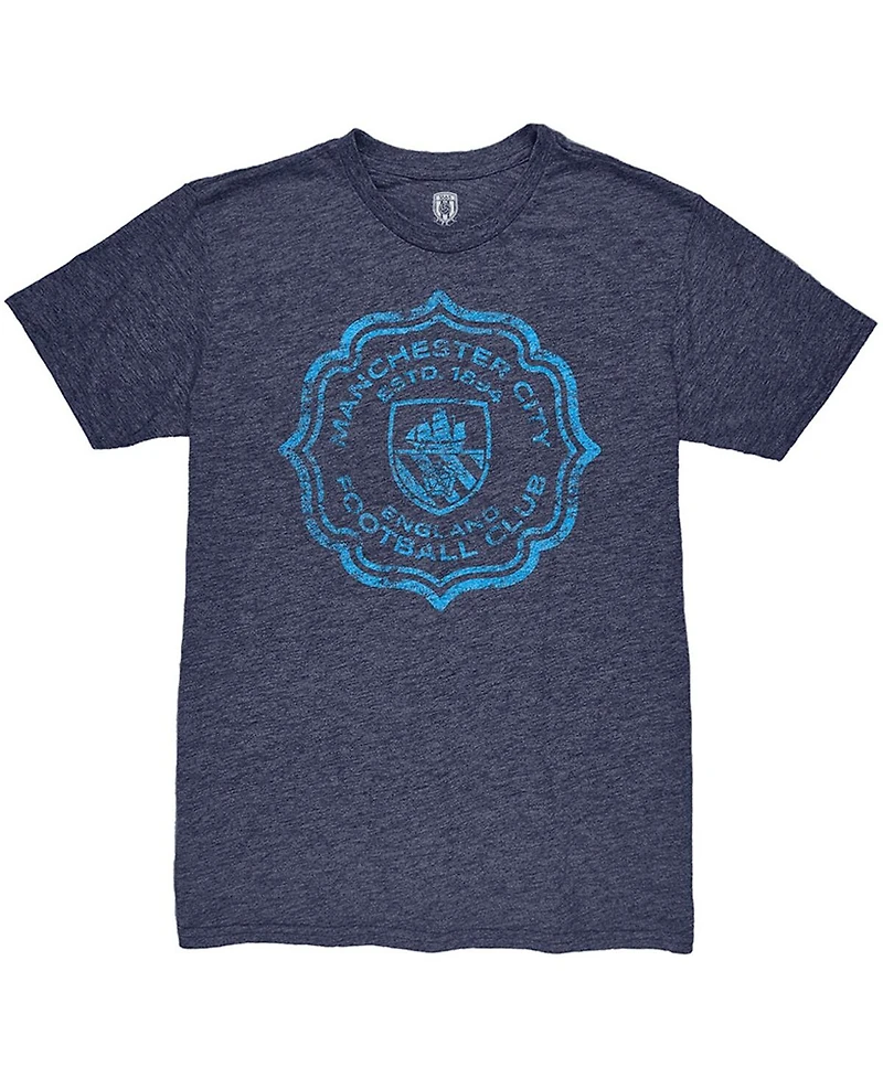 1863FC Men's Heather Navy Manchester City Retro Flourish Twisted Tri-Blend Slub T-Shirt