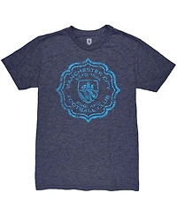 1863FC Men's Heather Navy Manchester City Retro Flourish Twisted Tri-Blend Slub T-Shirt
