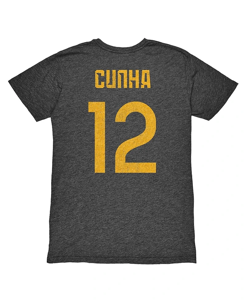 1863FC Men's Matheus Cunha Heather Black Wolverhampton Wanderers Player Name Number Twisted Tri-Blend Slub T-Shirt