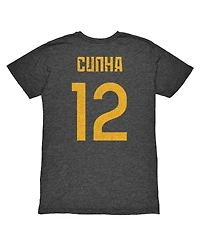 1863FC Men's Matheus Cunha Heather Black Wolverhampton Wanderers Player Name Number Twisted Tri-Blend Slub T-Shirt