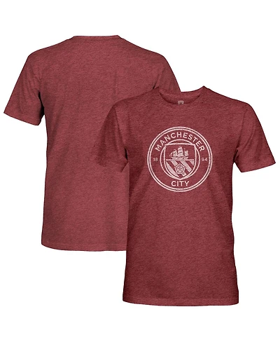 1863FC Men's Maroon Manchester City Mono Badge Retro Tri-Blend T-Shirt