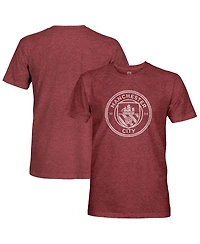 1863FC Men's Maroon Manchester City Mono Badge Retro Tri-Blend T-Shirt