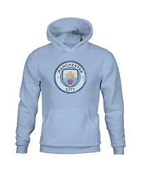 1863FC Big Boys and Girls Sky Blue Manchester City Color Badge Fleece Pullover Hoodie