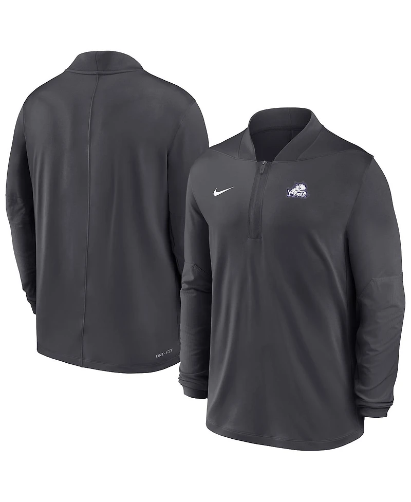 Nike Men's Anthracite Tcu Horned Frogs Dri-fit Half-Zip Pullover Sweatshirt