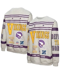 Mitchell & Ness Men's Heather Gray Minnesota Vikings All Over Print Fleece Crewneck Sweatshirt