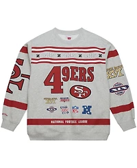 Mitchell & Ness Men's Heather Gray San Francisco 49ers All Over Print Fleece Crewneck Sweatshirt