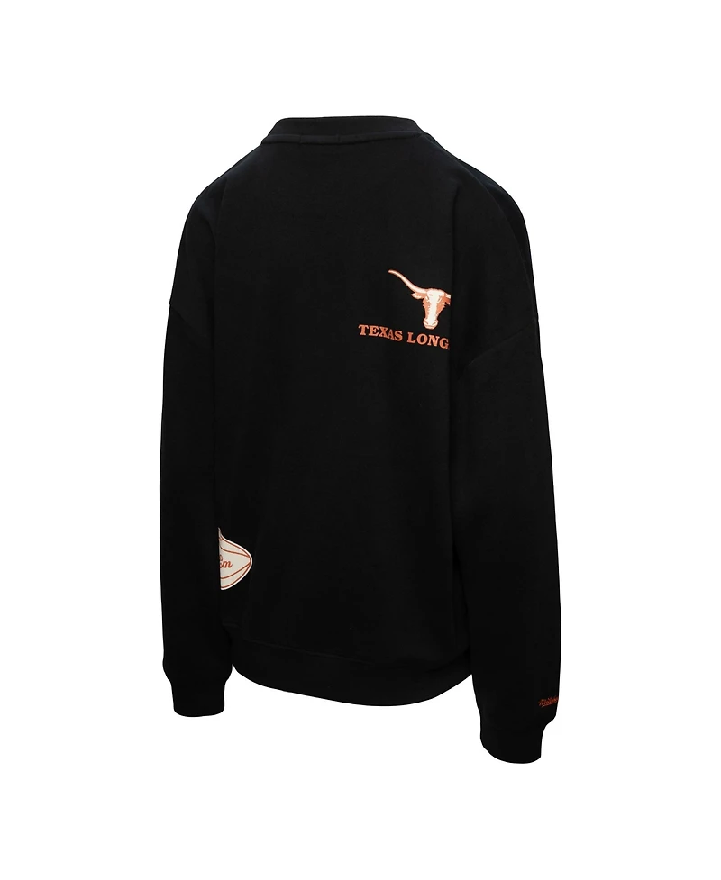 Mitchell & Ness Women's Black Texas Longhorns Multi-Hit Sweatshirt