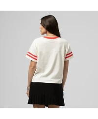 Mitchell & Ness Women's Cream New York Yankees Cooperstown Collection Cropped Yoke T-Shirt