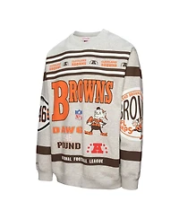 Mitchell & Ness Men's Heather Gray Cleveland Browns All Over Print Fleece Crewneck Sweatshirt