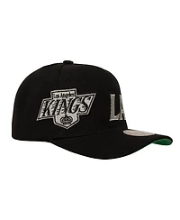 Mitchell & Ness Men's Black Los Angeles Kings Busted Logo Wordmark Wrap-Around Pro Pinch Adjustable Hat