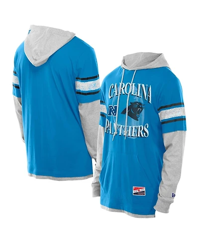 New Era Men's Blue Carolina Panthers Twofer Layered Long Sleeve Hoodie T-Shirt