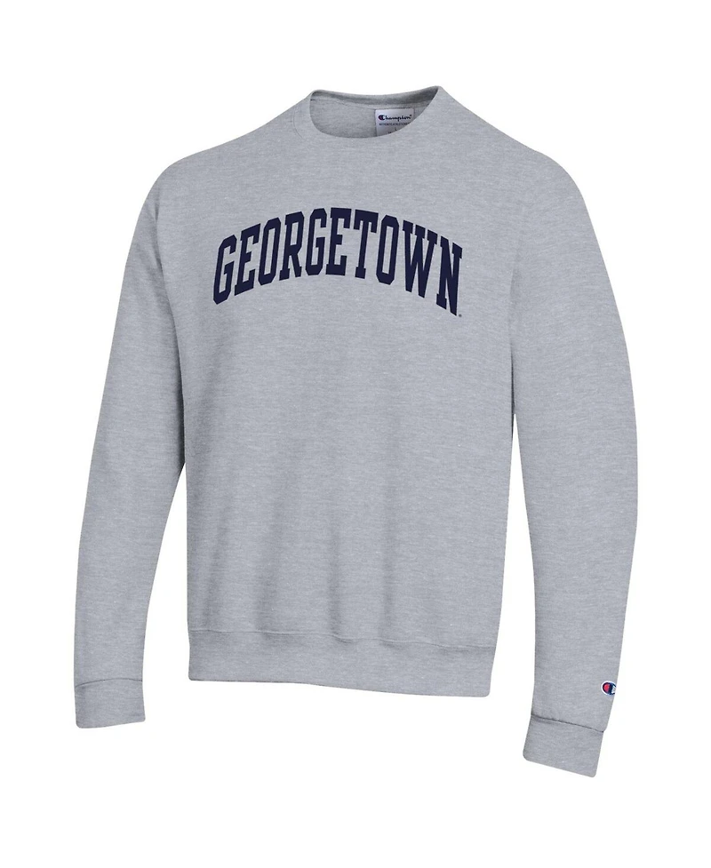 Champion Men's Heather Gray Georgetown Hoyas Basic Arch Fleece Pullover Sweatshirt