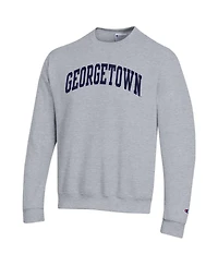 Champion Men's Heather Gray Georgetown Hoyas Basic Arch Fleece Pullover Sweatshirt