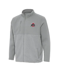 Antigua Men's Gray Ohio State Buckeyes Daily Fused Full-Zip Jacket