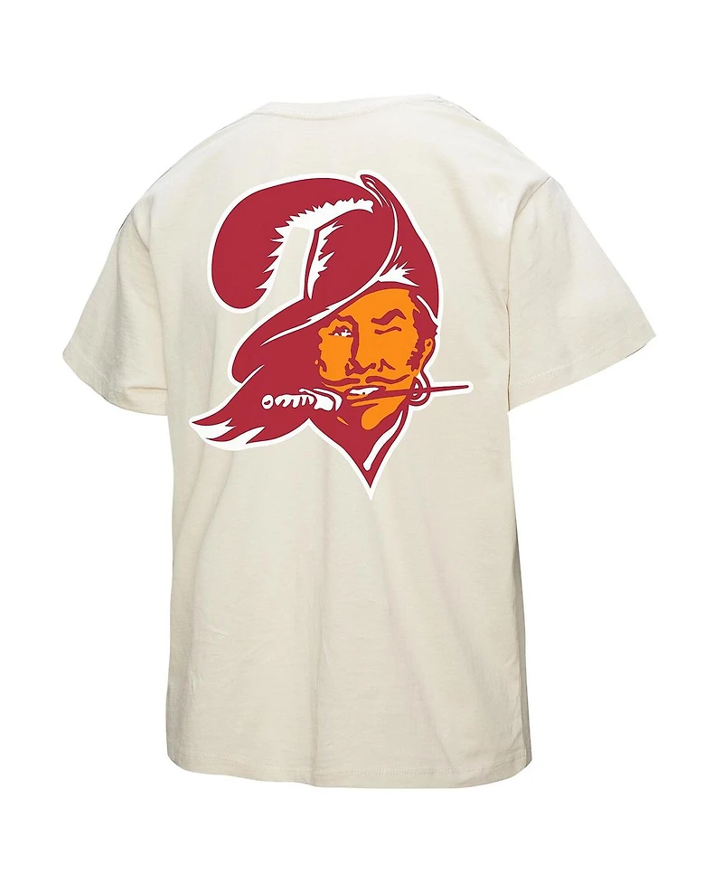 Mitchell & Ness Women's Cream Tampa Bay Buccaneers 50th Season Pirate Oversized Boyfriend T-Shirt