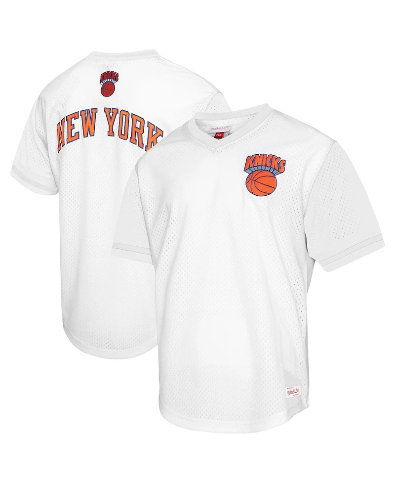 Mitchell & Ness Men's White New York Knicks Hardwood Classics Batting Practice Mesh Jersey T-Shirt