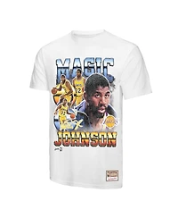 Mitchell & Ness Men's Magic Johnson White Los Angeles Lakers Commemorative Collage T-Shirt