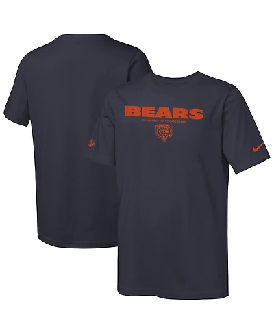 Nike Big Boys and Girls Navy Chicago Bears Sideline Team Issue T-Shirt