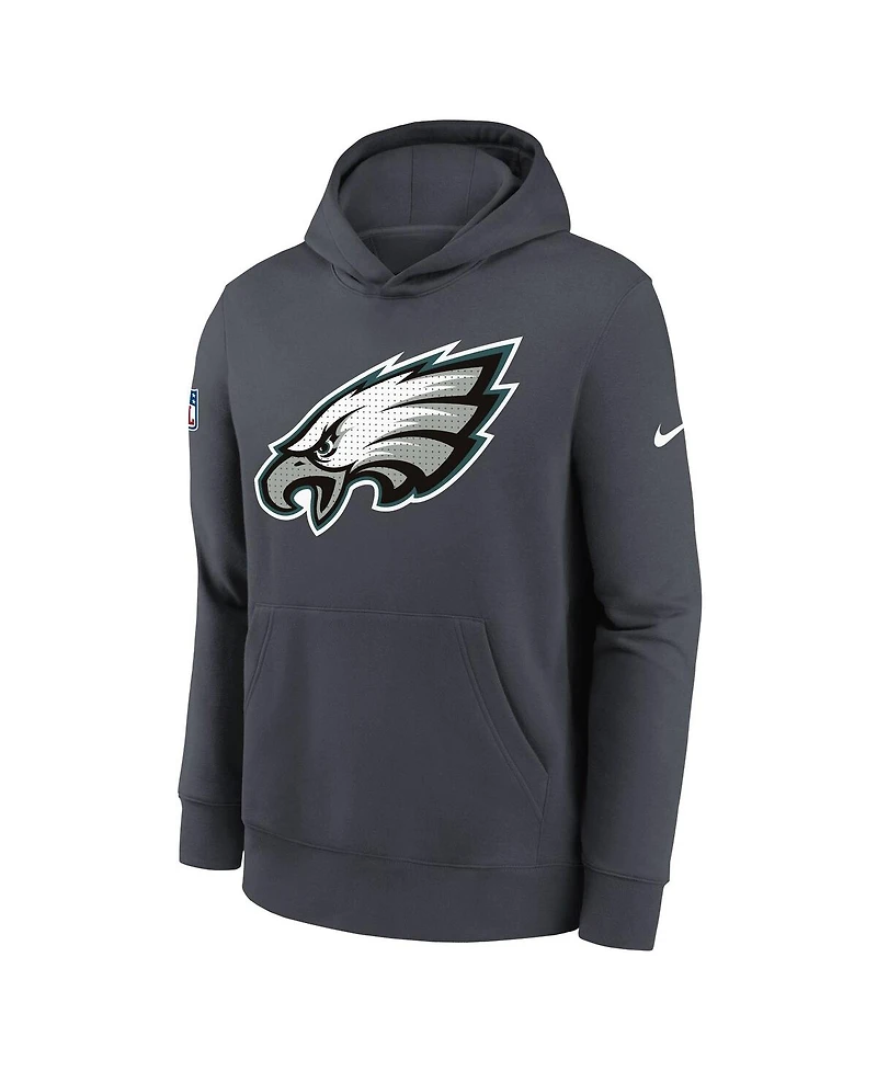 Nike Big Boys and Girls Charcoal Philadelphia Eagles Sideline Club Fleece Hoodie