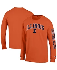 Champion Men's Orange Illinois Fighting Illini Arch Over Logo 2-Hit Long Sleeve T-Shirt