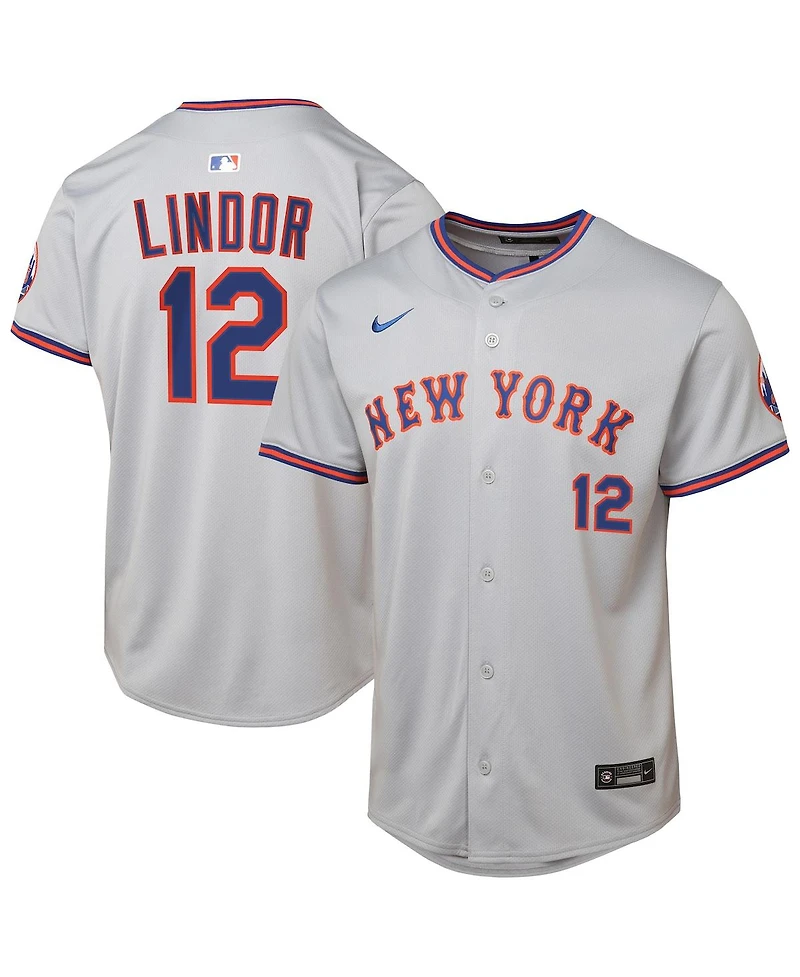 Nike Big Boys and Girls Francisco Lindor Gray New York Mets Road Limited Jersey