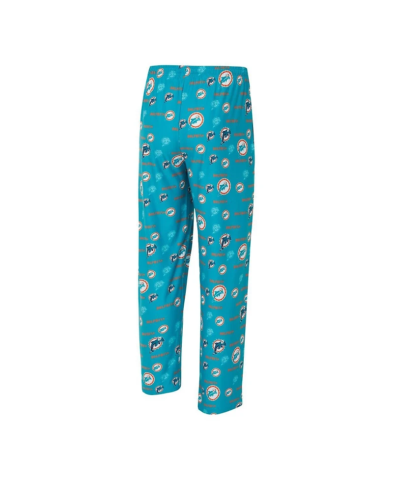 Concepts Sport Men's Aqua Miami Dolphins Retro Mosaic Allover Print Knit Pants