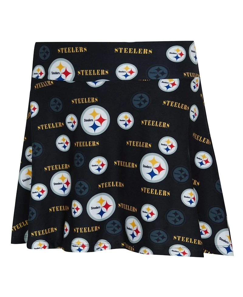 Concepts Sport Women's Black Pittsburgh Steelers Mosaic Allover Print Skort
