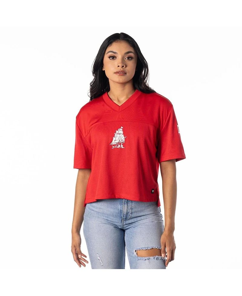 The Wild Collective Women's Red Tampa Bay Buccaneers Alternate V-Neck Fashion Jersey T-Shirt